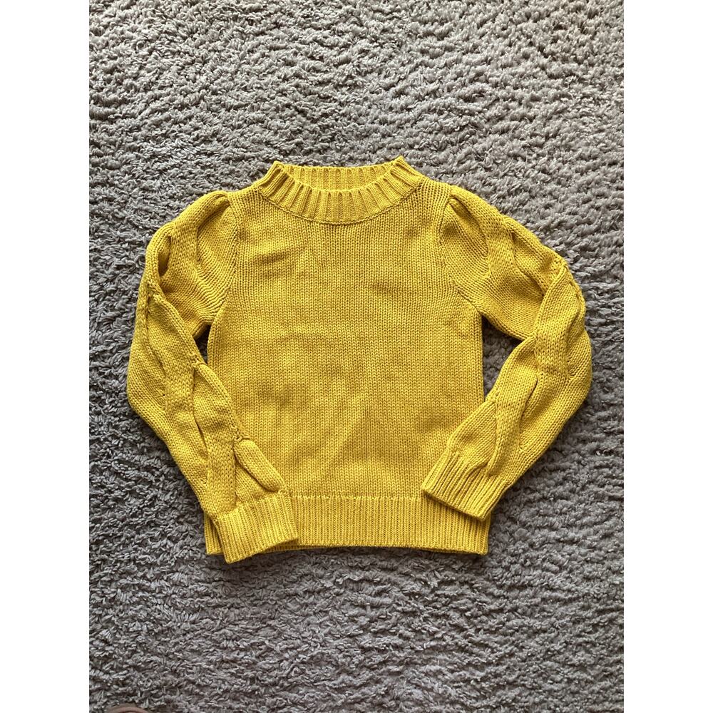 Nordstrom Girls Cable Knit Crew Neck Pullover Sweater Yellow Size Small 7/8